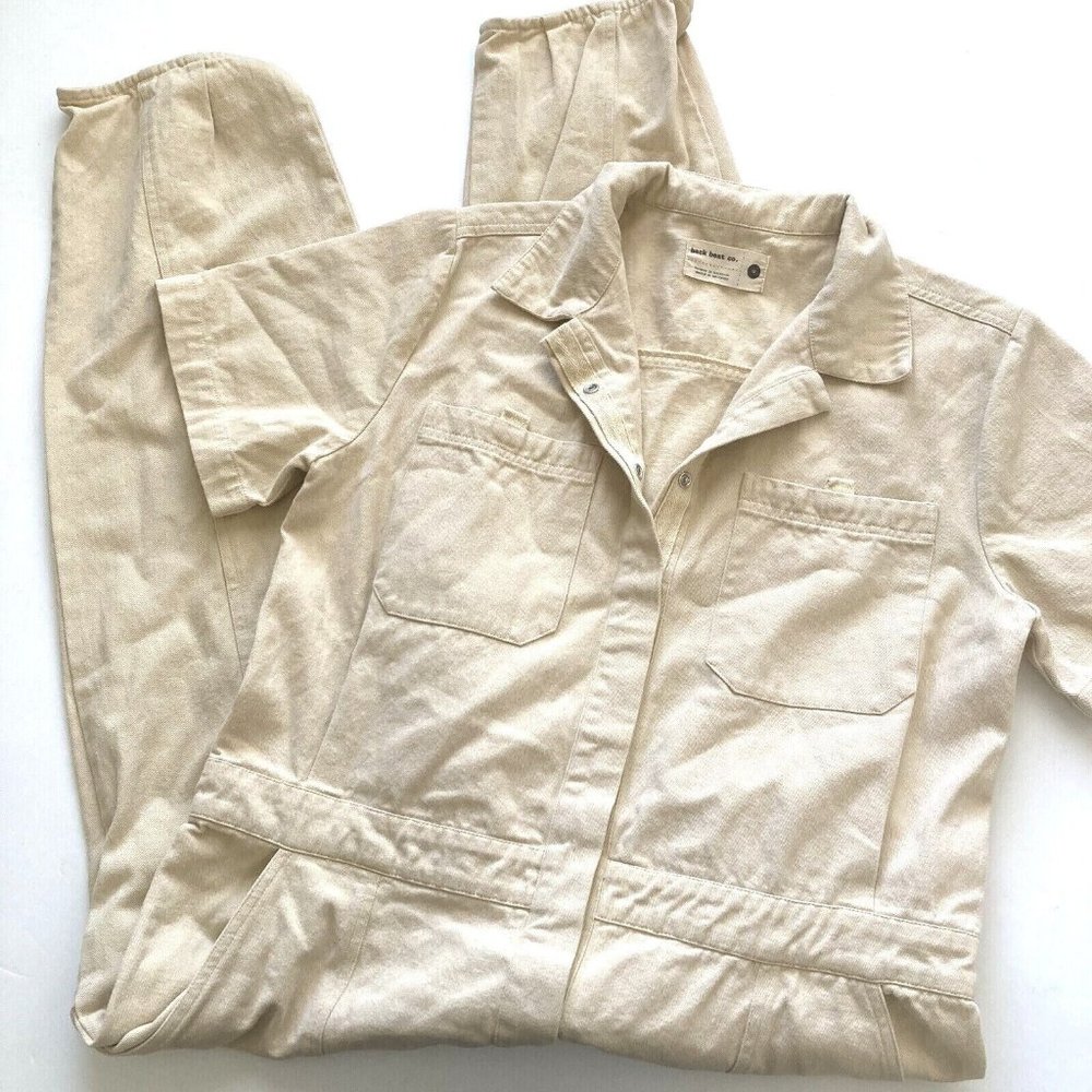 Back Beat Co Women's Jumpsuit Size M Beige Organic Cotton Boiler Suit